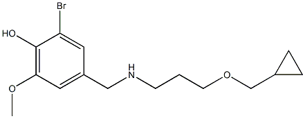 2-bromo-4-({[3-(cyclopropylmethoxy)propyl]amino}methyl)-6-methoxyphenol Structure