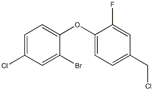 2-bromo-4-chloro-1-[4-(chloromethyl)-2-fluorophenoxy]benzene Struktur