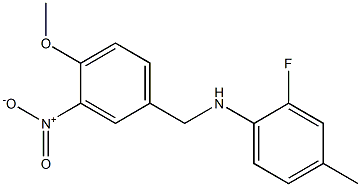 2-fluoro-N-[(4-methoxy-3-nitrophenyl)methyl]-4-methylaniline Struktur