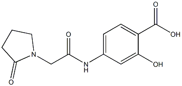 2-hydroxy-4-[2-(2-oxopyrrolidin-1-yl)acetamido]benzoic acid 化学構造式