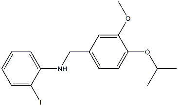 2-iodo-N-{[3-methoxy-4-(propan-2-yloxy)phenyl]methyl}aniline 结构式