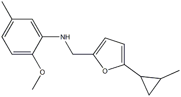 2-methoxy-5-methyl-N-{[5-(2-methylcyclopropyl)furan-2-yl]methyl}aniline Structure