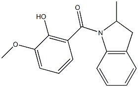 2-methoxy-6-[(2-methyl-2,3-dihydro-1H-indol-1-yl)carbonyl]phenol 化学構造式