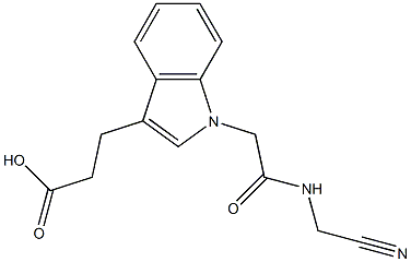 3-(1-{[(cyanomethyl)carbamoyl]methyl}-1H-indol-3-yl)propanoic acid Struktur