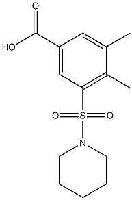 3,4-dimethyl-5-(piperidine-1-sulfonyl)benzoic acid,,结构式