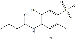 3,5-dichloro-2-methyl-4-(3-methylbutanamido)benzene-1-sulfonyl chloride Struktur