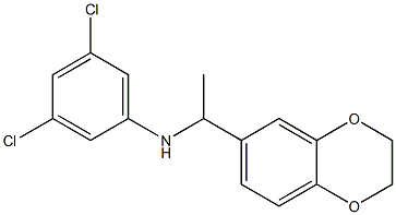 3,5-dichloro-N-[1-(2,3-dihydro-1,4-benzodioxin-6-yl)ethyl]aniline 化学構造式