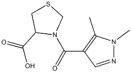 3-[(1,5-dimethyl-1H-pyrazol-4-yl)carbonyl]-1,3-thiazolidine-4-carboxylic acid Structure