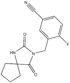 3-[(2,4-dioxo-1,3-diazaspiro[4.4]non-3-yl)methyl]-4-fluorobenzonitrile Structure