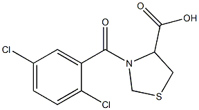 3-[(2,5-dichlorophenyl)carbonyl]-1,3-thiazolidine-4-carboxylic acid 化学構造式