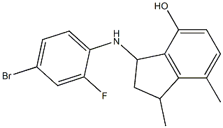 3-[(4-bromo-2-fluorophenyl)amino]-1,7-dimethyl-2,3-dihydro-1H-inden-4-ol|