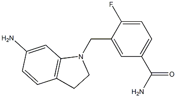 3-[(6-amino-2,3-dihydro-1H-indol-1-yl)methyl]-4-fluorobenzamide 化学構造式