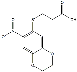 3-[(7-nitro-2,3-dihydro-1,4-benzodioxin-6-yl)sulfanyl]propanoic acid,,结构式