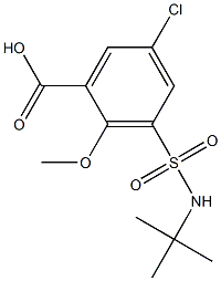 3-[(tert-butylamino)sulfonyl]-5-chloro-2-methoxybenzoic acid 结构式