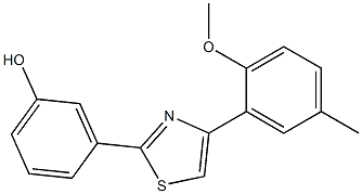 3-[4-(2-methoxy-5-methylphenyl)-1,3-thiazol-2-yl]phenol,,结构式