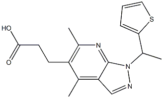 3-[4,6-dimethyl-1-(1-thien-2-ylethyl)-1H-pyrazolo[3,4-b]pyridin-5-yl]propanoic acid Structure