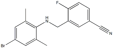 3-{[(4-bromo-2,6-dimethylphenyl)amino]methyl}-4-fluorobenzonitrile Struktur