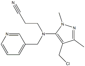 3-{[4-(chloromethyl)-1,3-dimethyl-1H-pyrazol-5-yl](pyridin-3-ylmethyl)amino}propanenitrile 化学構造式