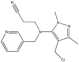 3-{[4-(chloromethyl)-1,3-dimethyl-1H-pyrazol-5-yl](pyridin-3-ylmethyl)amino}propanenitrile Struktur