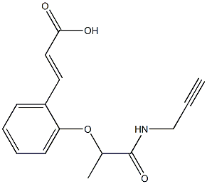 3-{2-[1-(prop-2-yn-1-ylcarbamoyl)ethoxy]phenyl}prop-2-enoic acid Struktur