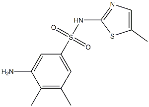 3-amino-4,5-dimethyl-N-(5-methyl-1,3-thiazol-2-yl)benzene-1-sulfonamide 化学構造式