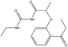 3-ethyl-1-[2-(2-propanoylphenoxy)propanoyl]urea Struktur