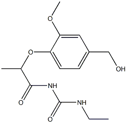 3-ethyl-1-{2-[4-(hydroxymethyl)-2-methoxyphenoxy]propanoyl}urea Struktur