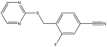 3-fluoro-4-[(pyrimidin-2-ylsulfanyl)methyl]benzonitrile,,结构式