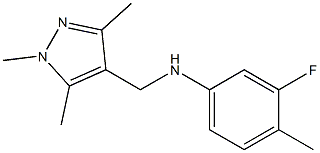 3-fluoro-4-methyl-N-[(1,3,5-trimethyl-1H-pyrazol-4-yl)methyl]aniline,,结构式
