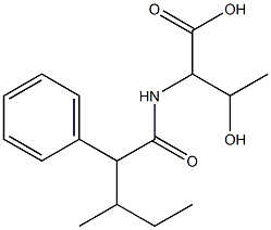 3-hydroxy-2-(3-methyl-2-phenylpentanamido)butanoic acid 化学構造式