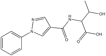 3-hydroxy-2-[(1-phenyl-1H-pyrazol-4-yl)formamido]butanoic acid,,结构式