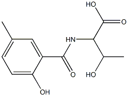 3-hydroxy-2-[(2-hydroxy-5-methylphenyl)formamido]butanoic acid 化学構造式