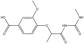 3-methoxy-4-({1-[(methylcarbamoyl)amino]-1-oxopropan-2-yl}oxy)benzoic acid Structure