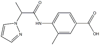 3-methyl-4-[2-(1H-pyrazol-1-yl)propanamido]benzoic acid 化学構造式