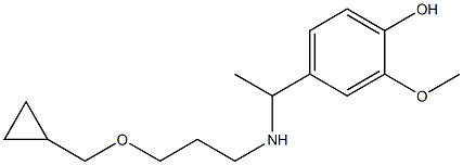 4-(1-{[3-(cyclopropylmethoxy)propyl]amino}ethyl)-2-methoxyphenol Struktur