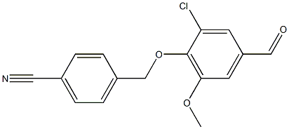 4-(2-chloro-4-formyl-6-methoxyphenoxymethyl)benzonitrile,,结构式