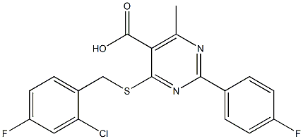 4-[(2-chloro-4-fluorobenzyl)thio]-2-(4-fluorophenyl)-6-methylpyrimidine-5-carboxylic acid Structure