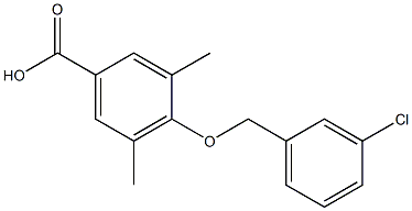 4-[(3-chlorophenyl)methoxy]-3,5-dimethylbenzoic acid Struktur