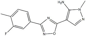 4-[3-(3-fluoro-4-methylphenyl)-1,2,4-oxadiazol-5-yl]-1-methyl-1H-pyrazol-5-amine,,结构式