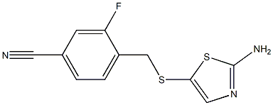 4-{[(2-amino-1,3-thiazol-5-yl)thio]methyl}-3-fluorobenzonitrile 化学構造式