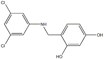 4-{[(3,5-dichlorophenyl)amino]methyl}benzene-1,3-diol 化学構造式