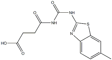 4-{[(6-methyl-1,3-benzothiazol-2-yl)carbamoyl]amino}-4-oxobutanoic acid 化学構造式