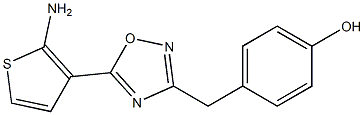 4-{[5-(2-aminothiophen-3-yl)-1,2,4-oxadiazol-3-yl]methyl}phenol Struktur