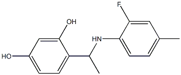 4-{1-[(2-fluoro-4-methylphenyl)amino]ethyl}benzene-1,3-diol Struktur