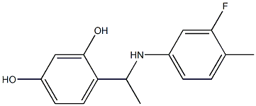 4-{1-[(3-fluoro-4-methylphenyl)amino]ethyl}benzene-1,3-diol 化学構造式