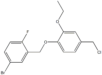 4-bromo-2-[4-(chloromethyl)-2-ethoxyphenoxymethyl]-1-fluorobenzene Struktur
