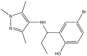 4-bromo-2-{1-[(1,3,5-trimethyl-1H-pyrazol-4-yl)amino]propyl}phenol,,结构式
