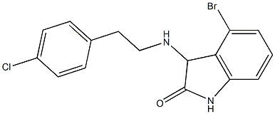 4-bromo-3-{[2-(4-chlorophenyl)ethyl]amino}-2,3-dihydro-1H-indol-2-one,,结构式