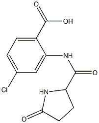 4-chloro-2-{[(5-oxopyrrolidin-2-yl)carbonyl]amino}benzoic acid 化学構造式