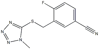 4-fluoro-3-{[(1-methyl-1H-1,2,3,4-tetrazol-5-yl)sulfanyl]methyl}benzonitrile,,结构式